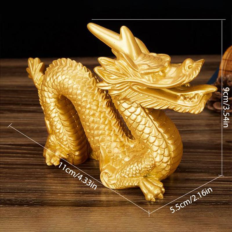 1Pc Good Lucky Golden Dragon Chinese Zodiac Twelve Statue Gold Animals Sculpture Figurines Desktop Decoration