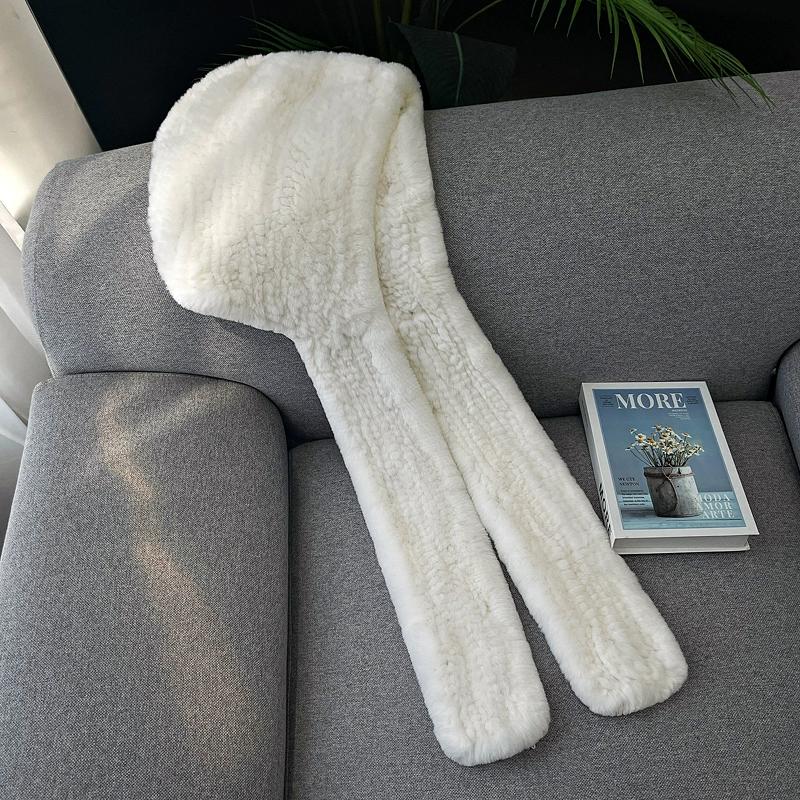 Rex Rabbit Fur Hat Scarf Integrated Snow Cap Winter Warm Ear Protection Shawl Windproof Cap Outdoor Men's and Women's