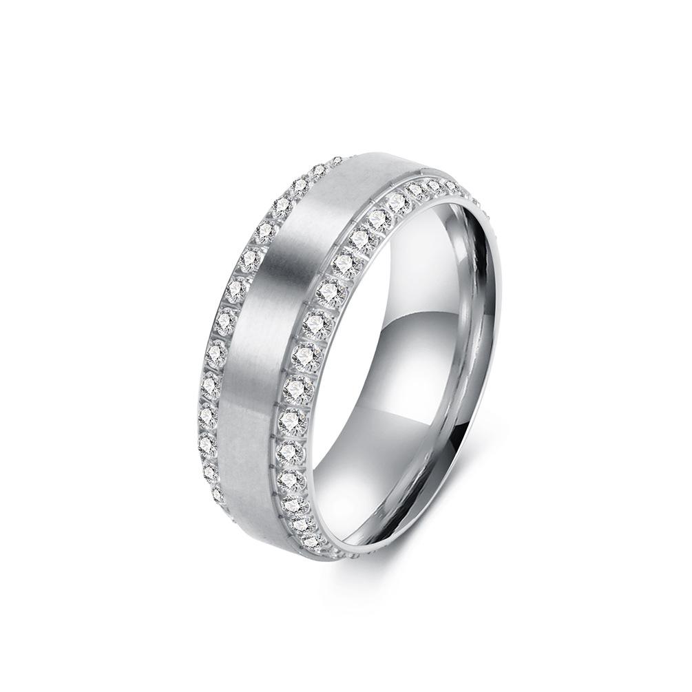 Popular Jewelry Titanium Steel Diamond-encrusted Double-row Full Diamond Ring Men's and Women's Niche Light Luxury High-end Index Finger Ring Jewelry