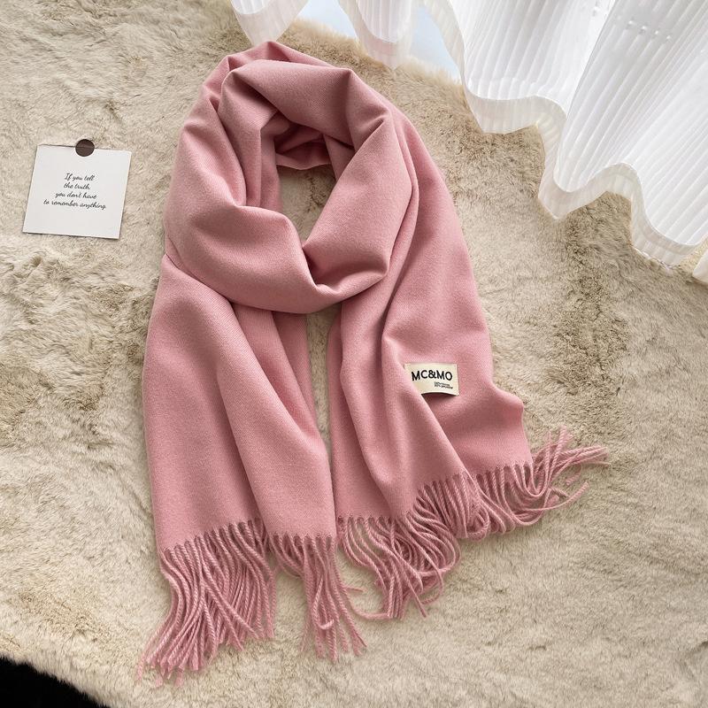 Winter Cashmere Solid Color Pashmina Tassel Scarf for Women Warm Scarves Wraps Girls Thicken Warm Shawl Wrap Echarpe Stole