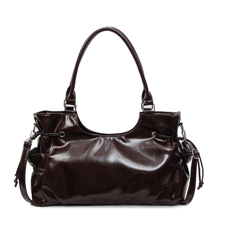 

Модна сумка-тоут для поїздок з олійно-воскової шкіри, великої місткості, ретро та модна мотоциклетна сумка через плече кавовий