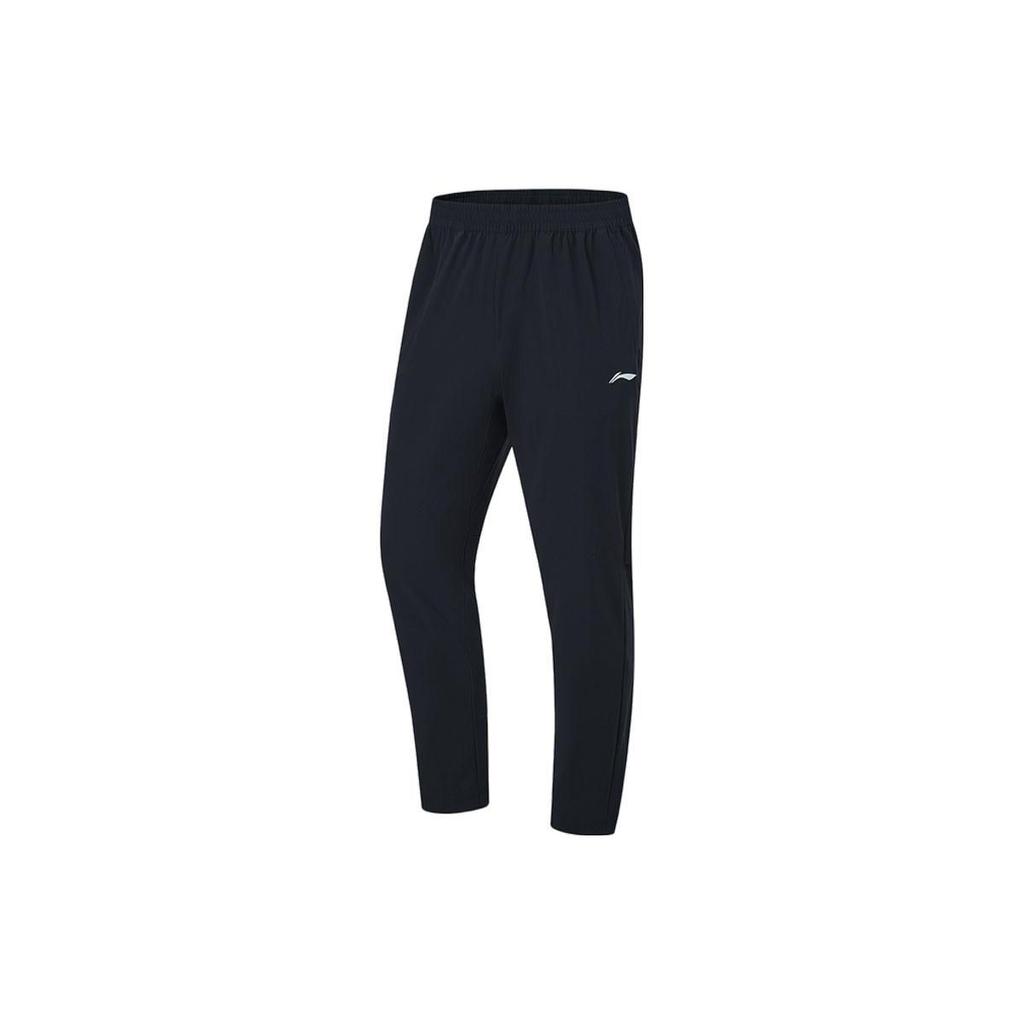 Li Ning Fitness Series Solid Color Elastic Straight Leg Sports Casual Pants Men Bottoms Black AKYT323-1