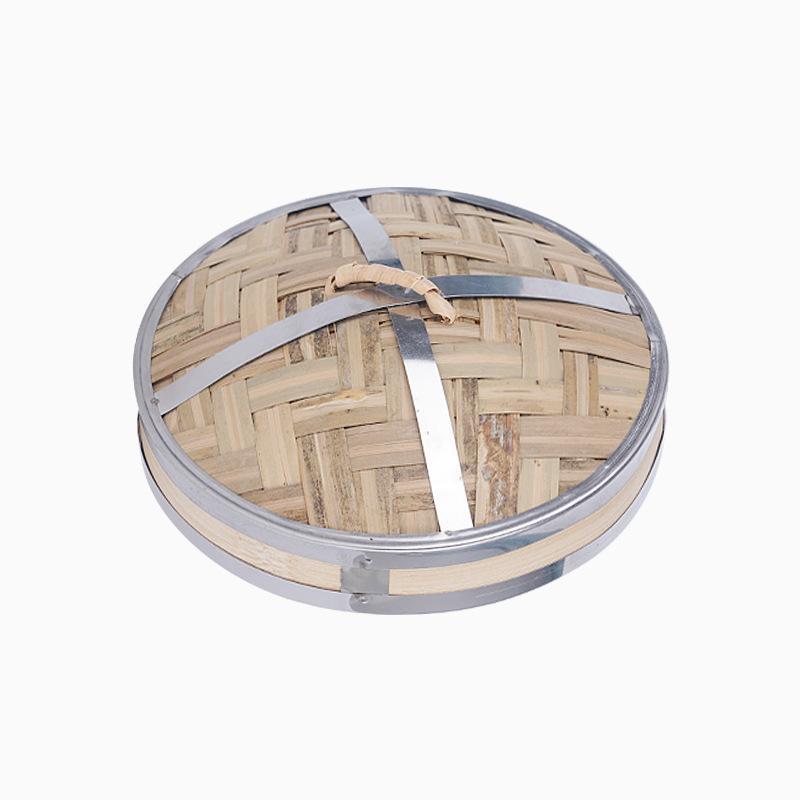 Durable Bamboo Steamer Basket Steel Handle Lid High Temp Resistant Steamer for Dim Sum Bao Bun Kitchen Cooking Tool