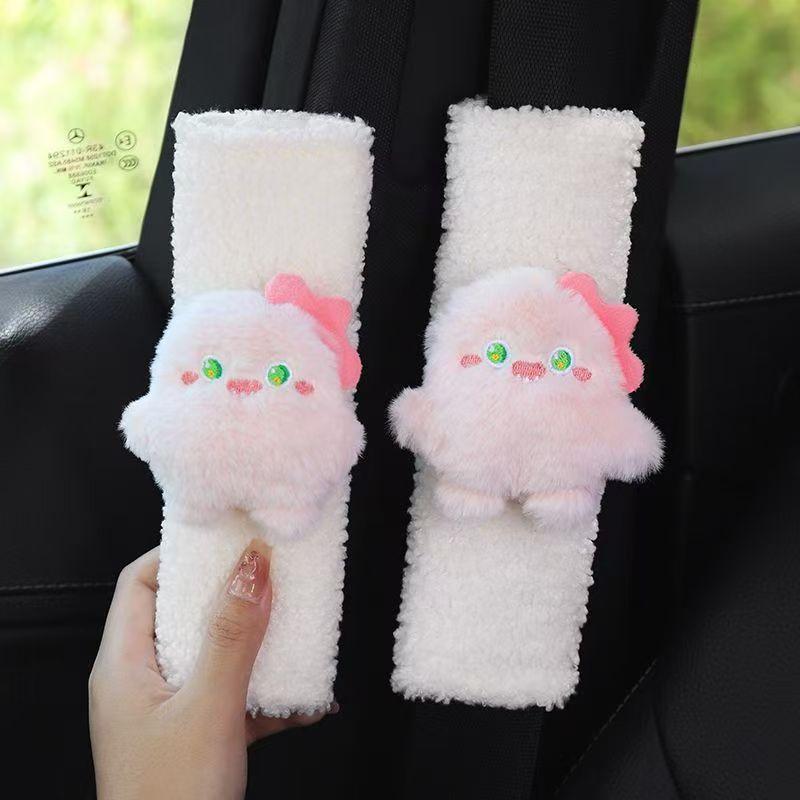 2 PCS Car Cartoon Cute Monster Shoulder Protection Cover, Seat Belt Protection Cover, Anti Pinch Neck, Soft and Creative