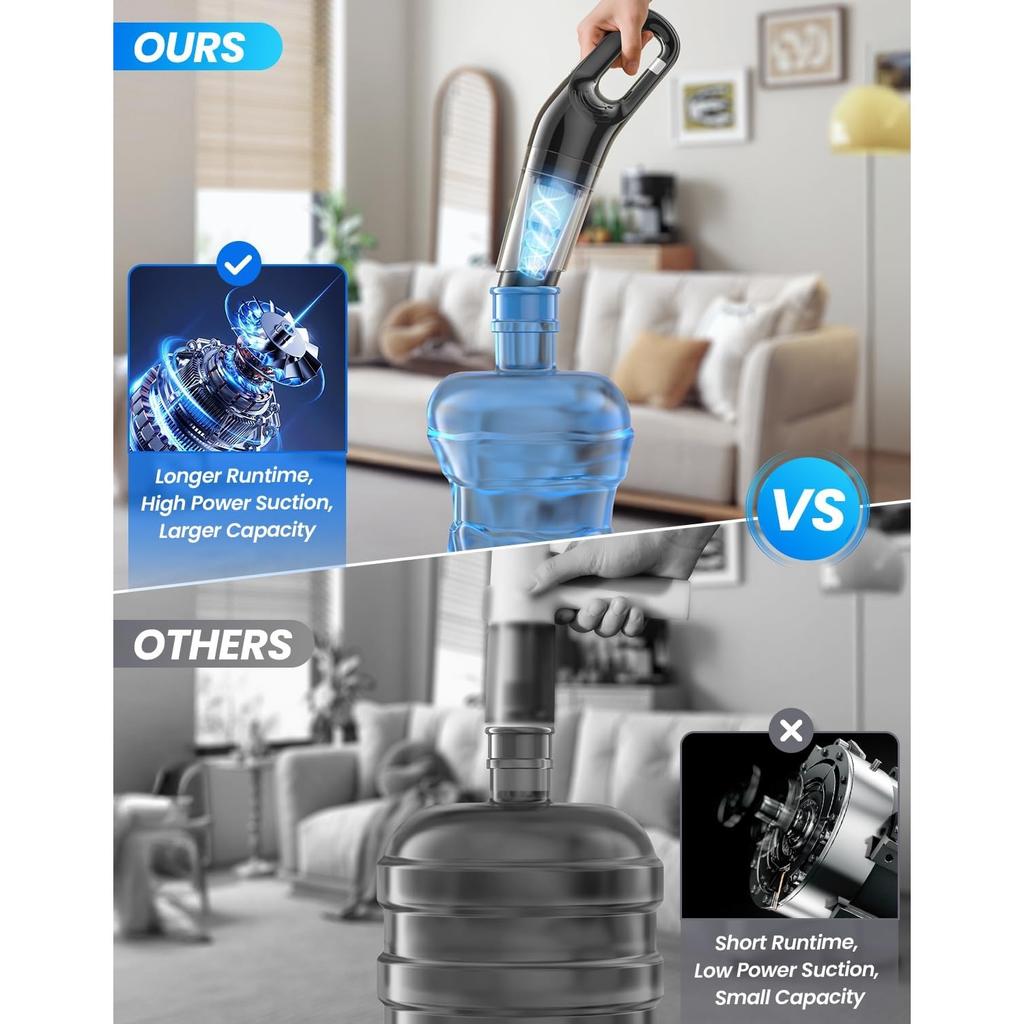 Handheld Vacuum Cordless, 26,000 Pa High Power Suction, Portable Rechargeable Car Vacuum Cleaner for Home, Pet Hair, Keyboard & Furniture, Black