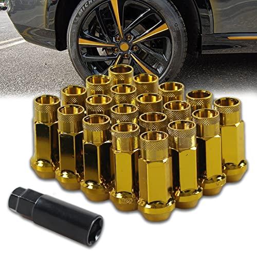 

VEHSUN Стальные колесные гайки, Гайки для шин, Гоночные гайки, Удлиненные гайки-локи для колес, M12 x P1.5, Высота 48 мм, Комплект из 20 штук, Сквозные гайки, Цветные гайки, Противоугонные L