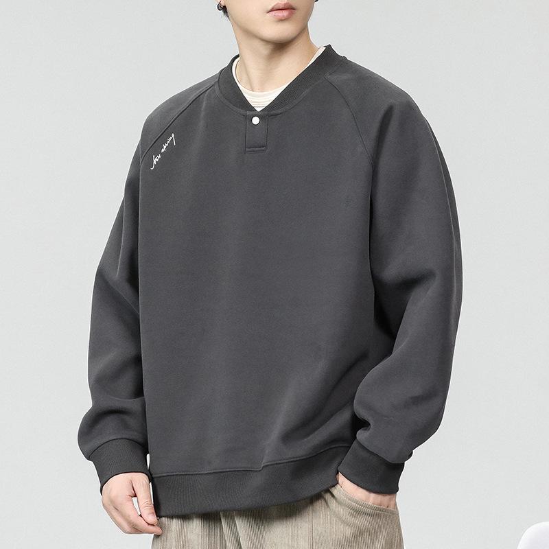 

Коричневый американский ретро тяжелый свитер мужской осенний свободный модный бренд высокого класса Sense Ruffian красивый V-образный вырез с длинными рукавами нижняя рубашка M темно-серого