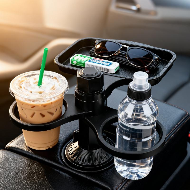 3-in-1 Multi-Functional 360° Rotation Practical Interior Accessorie Car Cup Holder Tray Multi-Purpose Adjustable Cup Holder Base