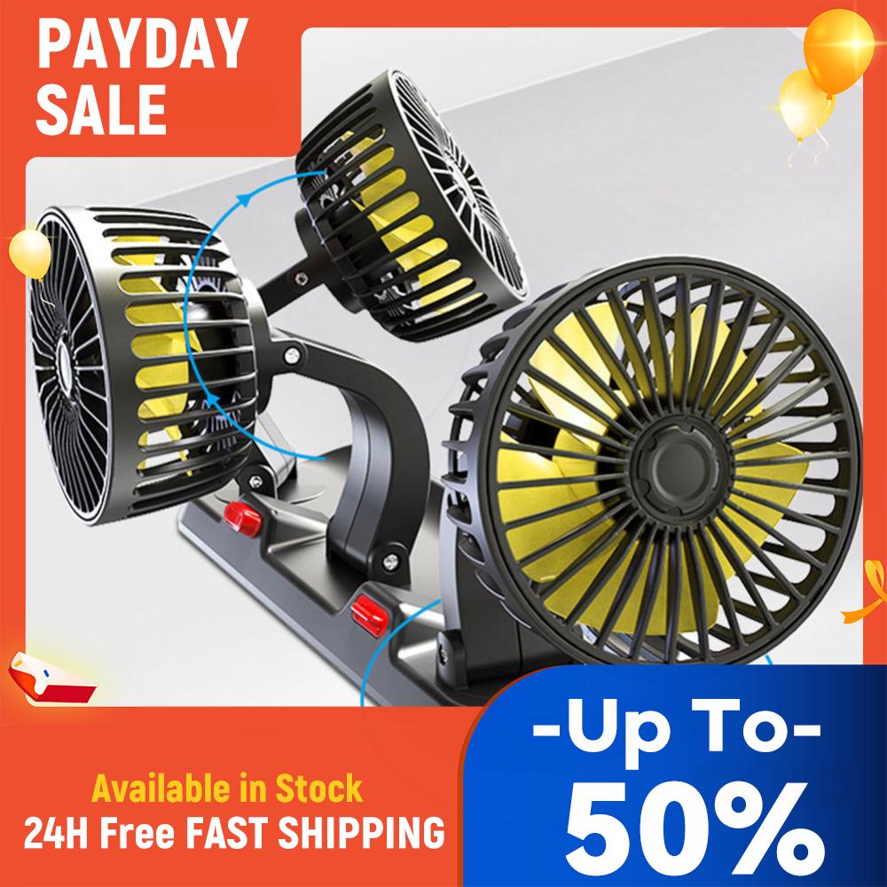 USB/12V/24V Car Cooling Air Circulator Fan Low Noise Vehicle Air Fan 360 Degree Rotatable for Home Office Fathers Day