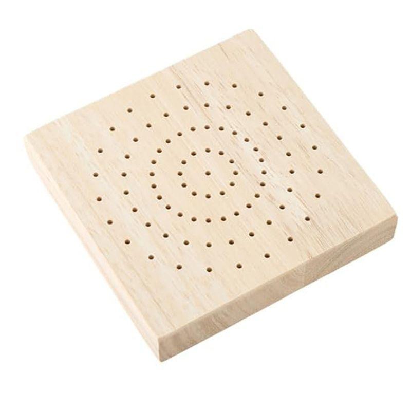 ABIY 2Pcs Mini Square 3.9X3.9 Inch Wooden Skewer Holder Pick Display Stand For Craft Pottery Clay Models, 160 Holes