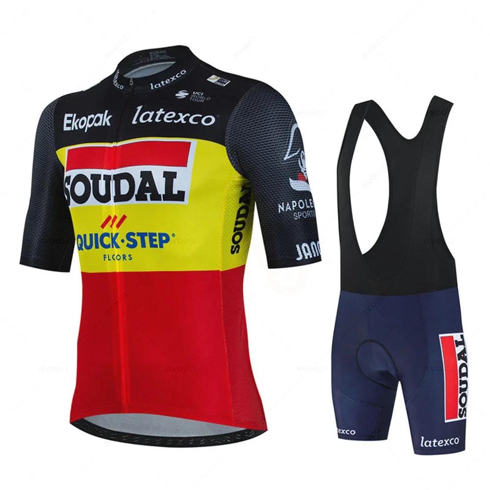 

Soudal Quick Step комплект велосипедного трикотажа, летний бельгийский велосипедный дышащий мужской костюм для горного велосипеда Maillot Ropa Ciclismo, униформа, костюм S