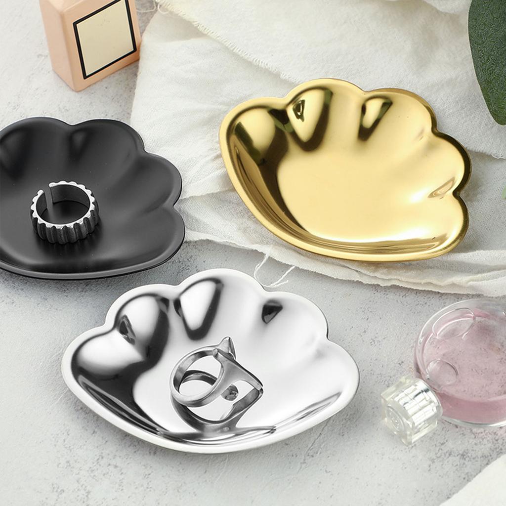 Stainless Steel Shell Jewelry Holder Rustproof Organizer Tray for Rings Earrings Necklaces Fashionable Accessory Holder