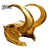Cat Photo Props Horn Crown Helmet Golden Headpiece with Ear Holes Lightweight Hat Pet Funny Cosplay Helmet for Halloween Theme Parties Small