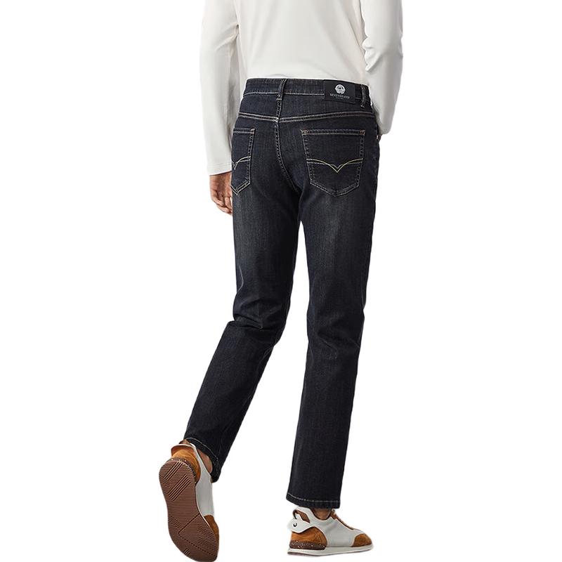 

Мужские джинсы прямого кроя кэжуал из стираной ткани с добавлением шелка от Septwolves 38 (185/98A)