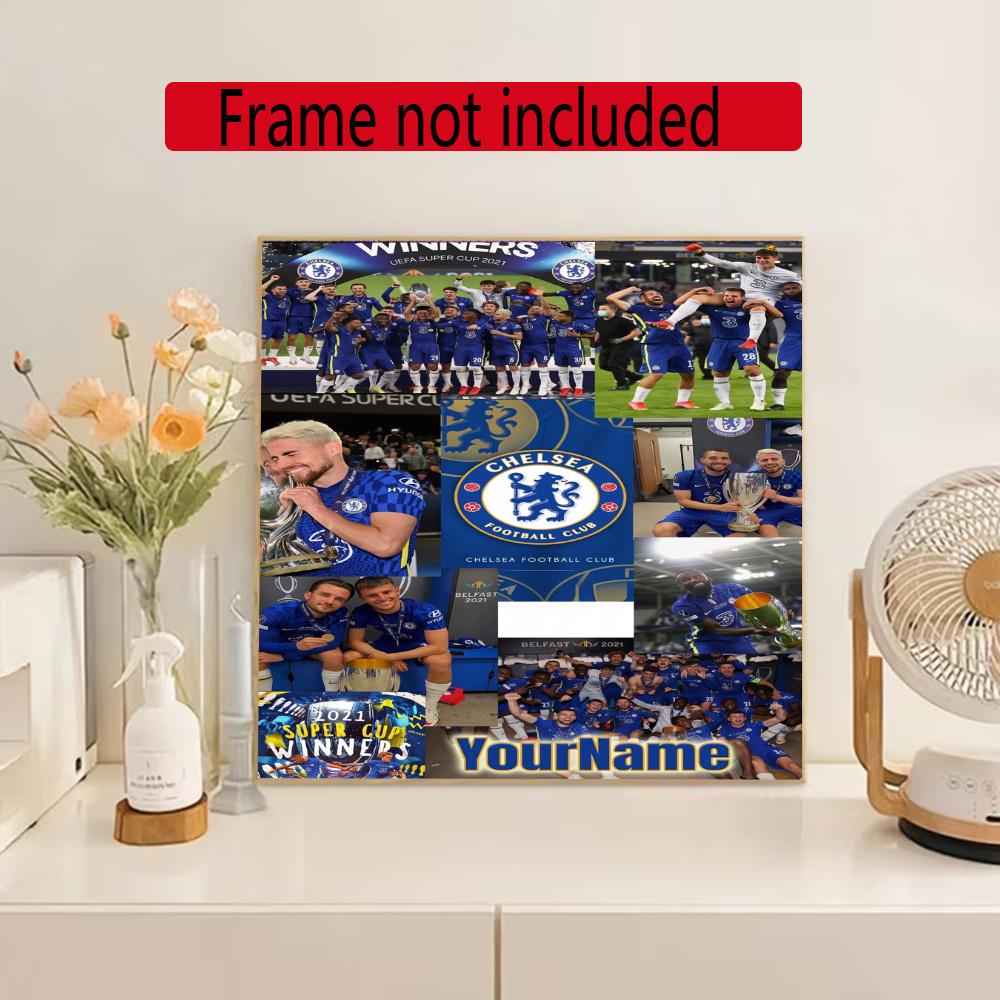 Chelsea Fc Customize Your Name Diamond Painting Round Diamond Rhinestones Mosaic Diamond Embroidery Wall Paintings Rhinestones Gift Frameless