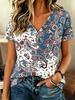 New Paisley Floral T-Shirts 3D Print Women's Streetwear Short Sleeve V-Neck T Shirt Casual Top Y2k Harajuku Tees Female Clothing