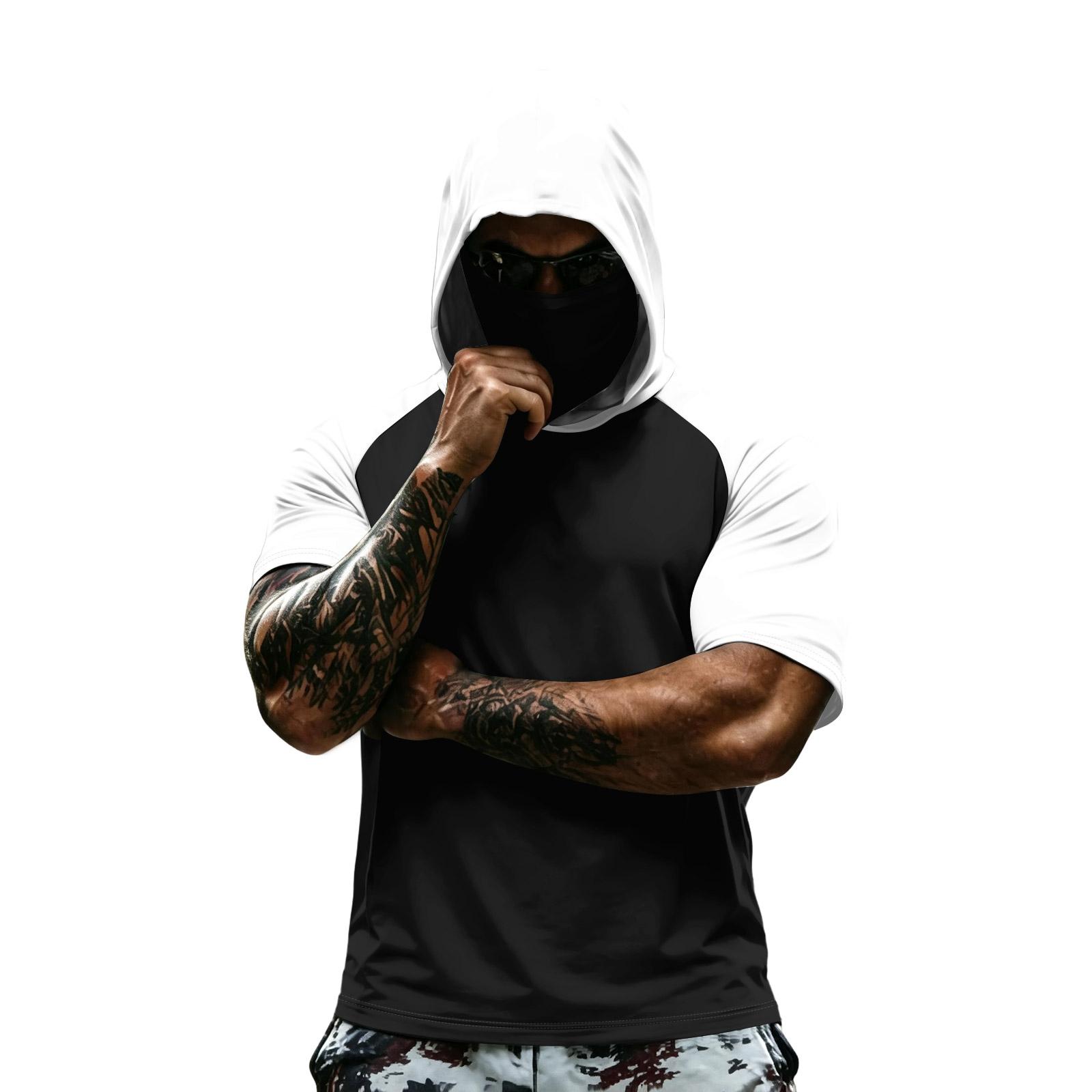 Men s Summer Camouflage Gradient Drying Short-sleeved T-shirt Sun Clothing Fishing Fitness Sports Hooded Short-sleeved Shirt L чёрный 1430₽