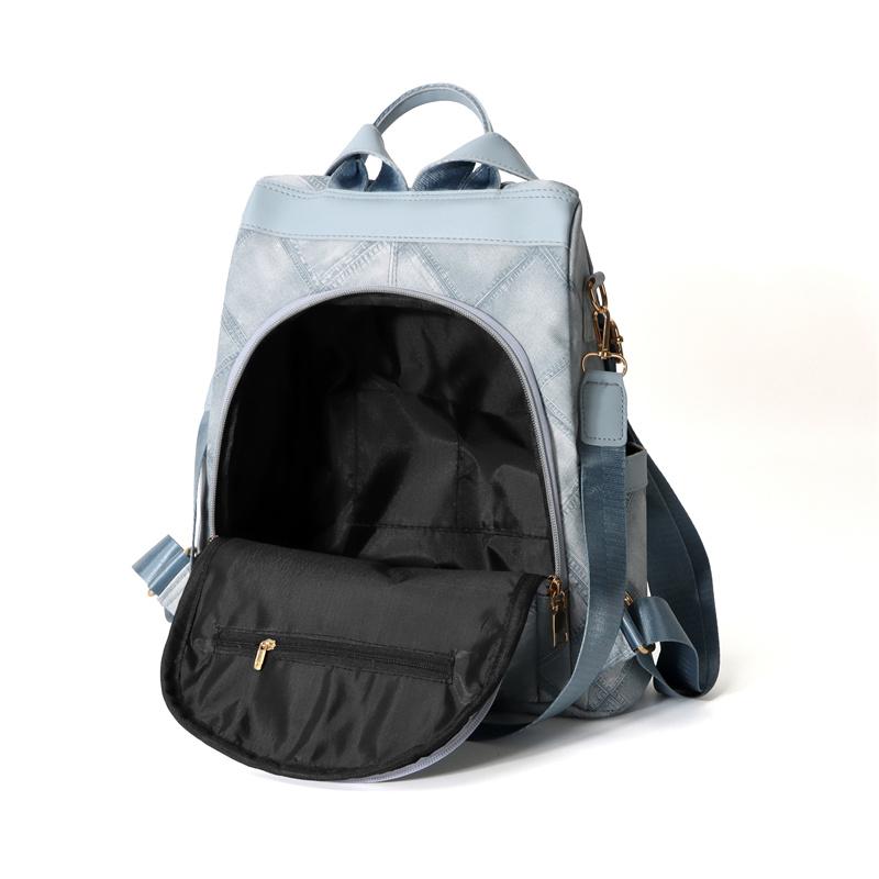 Ромбовидный женский мягкий кожаный рюкзак с большой вместимостью — фото 7