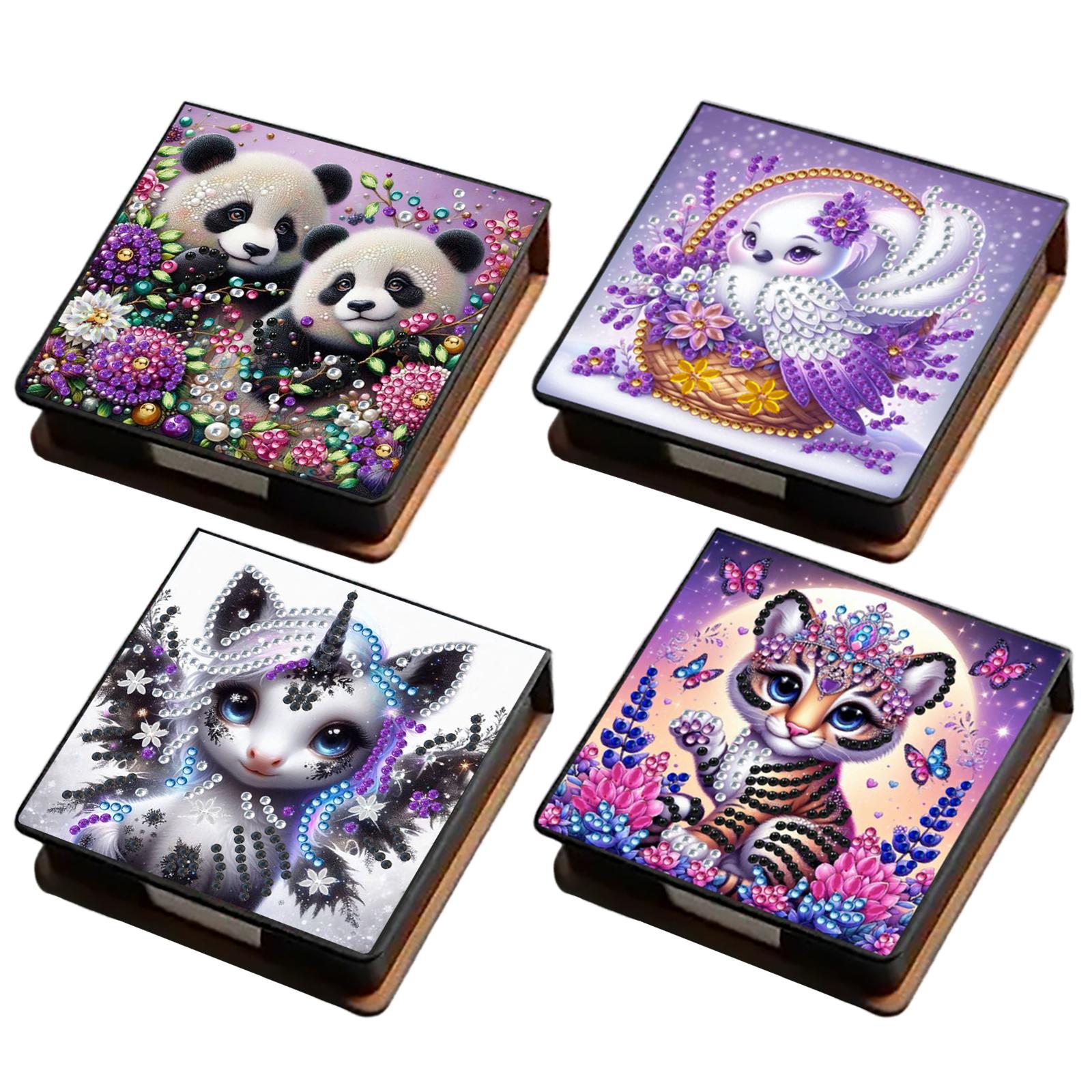 

4pcs PU DIY 5D Diamond Painting Note Box (640 Blank Notepads) Cube Note Box Mosaic Craft Set for Home Office and Supplies