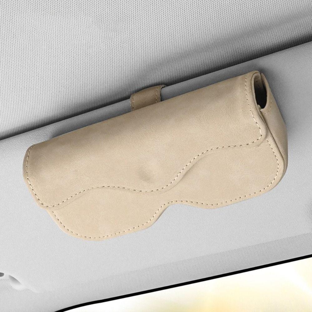Shock-proof Car Glasses Bag Suede Leather Sunglasses Case Sun Visor Glasses Case  Car  Interior