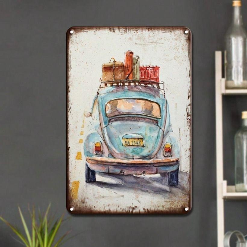 

Vintage Car Metal Sign Wall Art Garage Decor
