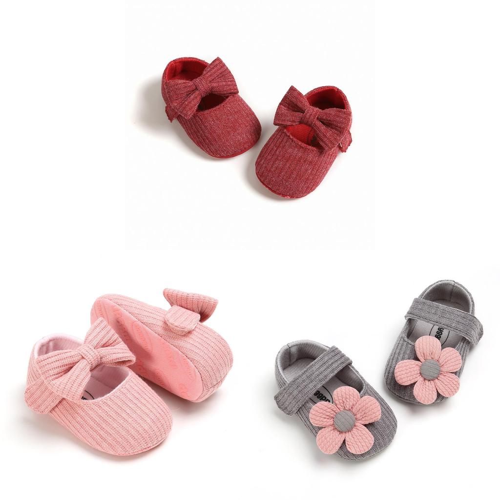 Baby Girl Princess Shoes With Flower Decoration For Spring And Fall Play