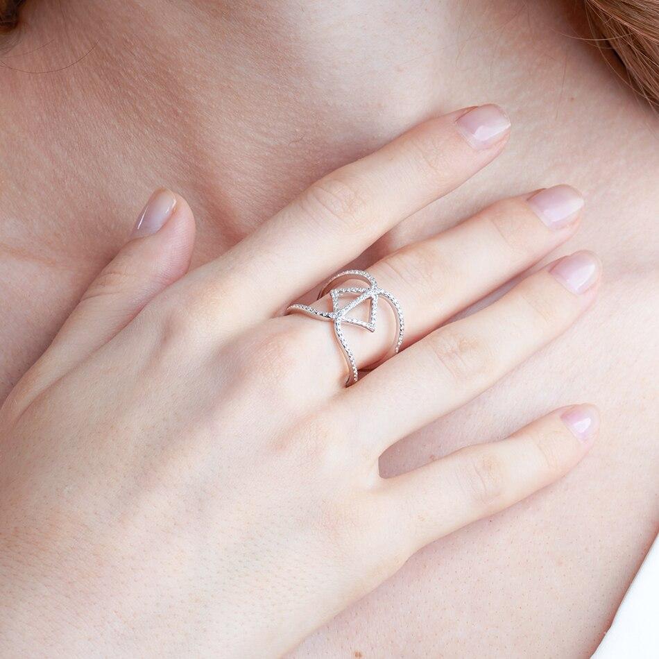 925 Sterling Silver Simple Geometric Stackable Rings For Women With Round Crystal Cz Fashion Accessories Fine Jewelry