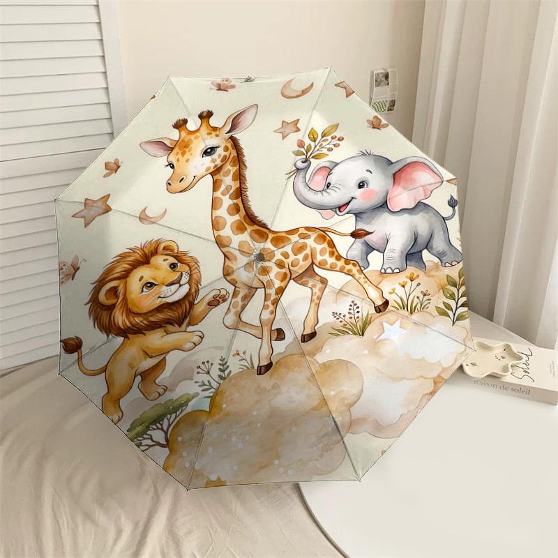 

1PC Giraffe Elephant Umbrella-8-Rib Reinforced Portable Folding Travel Suitable for All Seasons Outdoor Daily Use-Z0497