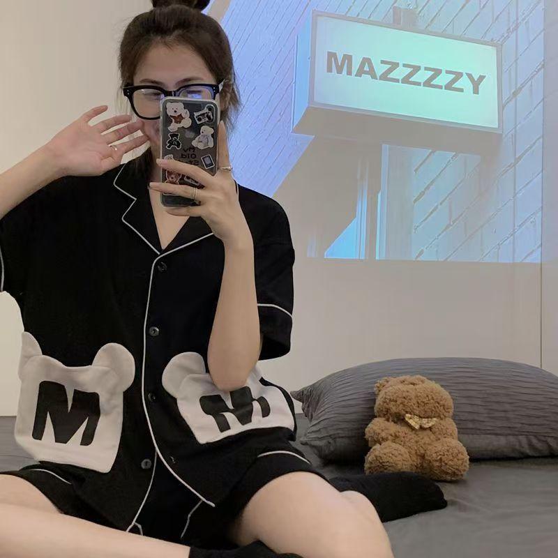 

Sweet princess style pajamas women s summer thin cute puppy short-sleeved shorts set beautiful girl casual loungewear xxl [recommended weight 67.5-75kg]