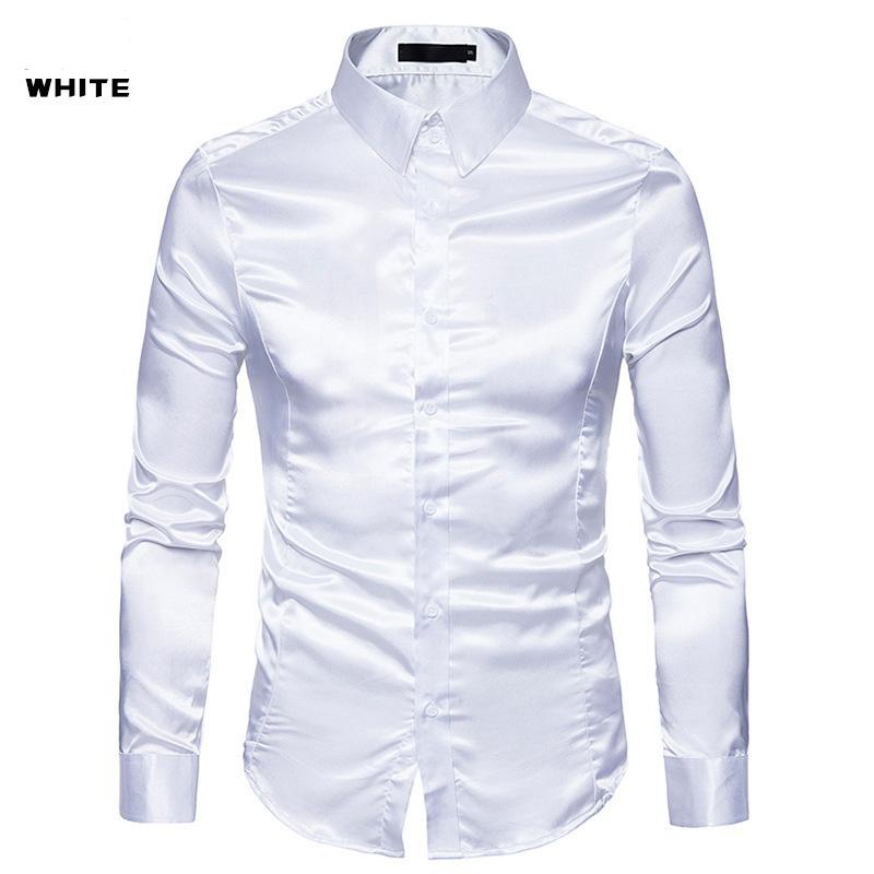 New Spring And Autumn Winter Men'S Solid Color Casual Shirt Men'S Fashion Trend Bright Face Collar Long Sleeve European Size Shirt