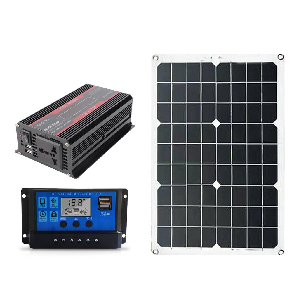 Solar Power System Complete Kit Home 20W Panel 30A Controller 300W Inverter 12V?220V Dual USB LCD