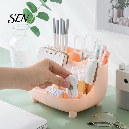 Stationery Container for Writing Tools Multi-functional Storage Box, Large Capacity 6 Grids Desk Organizer, Compact Pen Cup School Easy Access