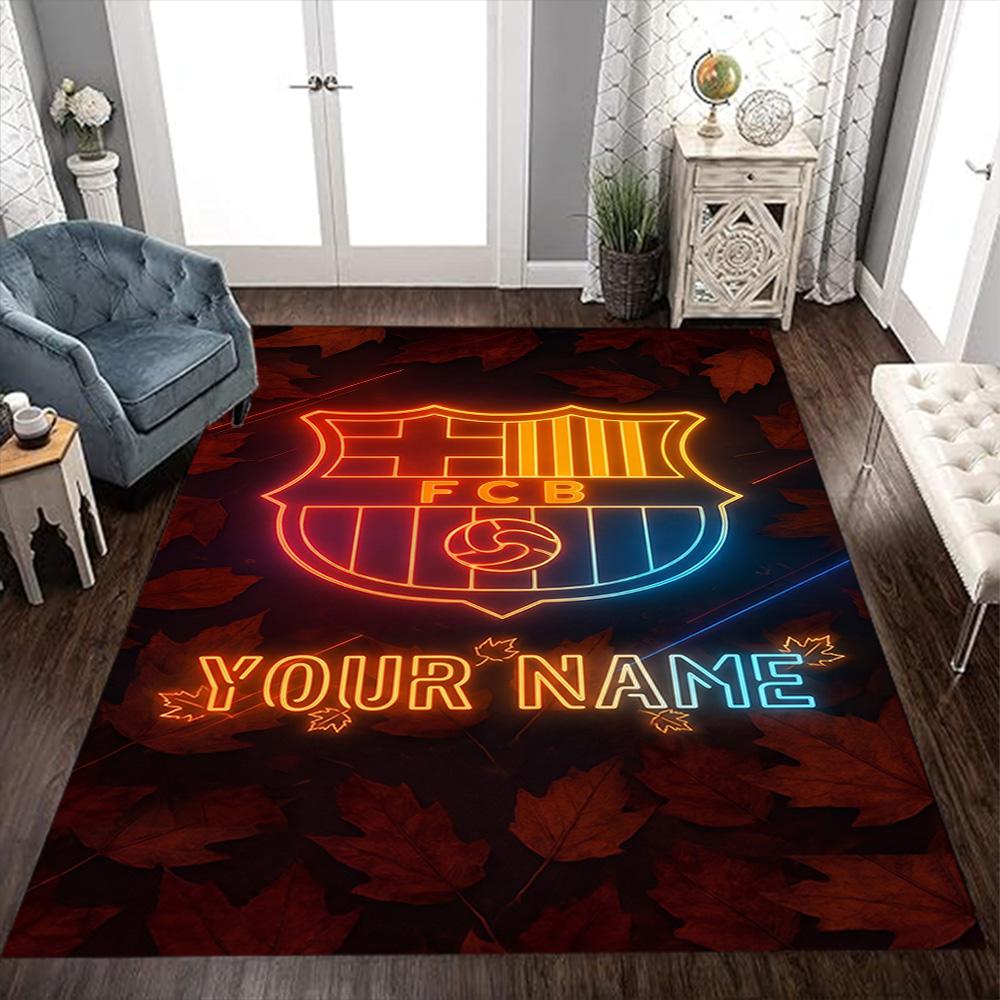 Barcelona Club Customize Text Floor Rug Office Rug Perfect for Entryway Study room Dormitory Decorate room Anti-slip Rug Decorate Offices