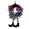 Halloween Witch Hat Long Legs Pumpkins Wreath Door Hanging Haunted House Horror Wreath Decoration Pendant Layout Props