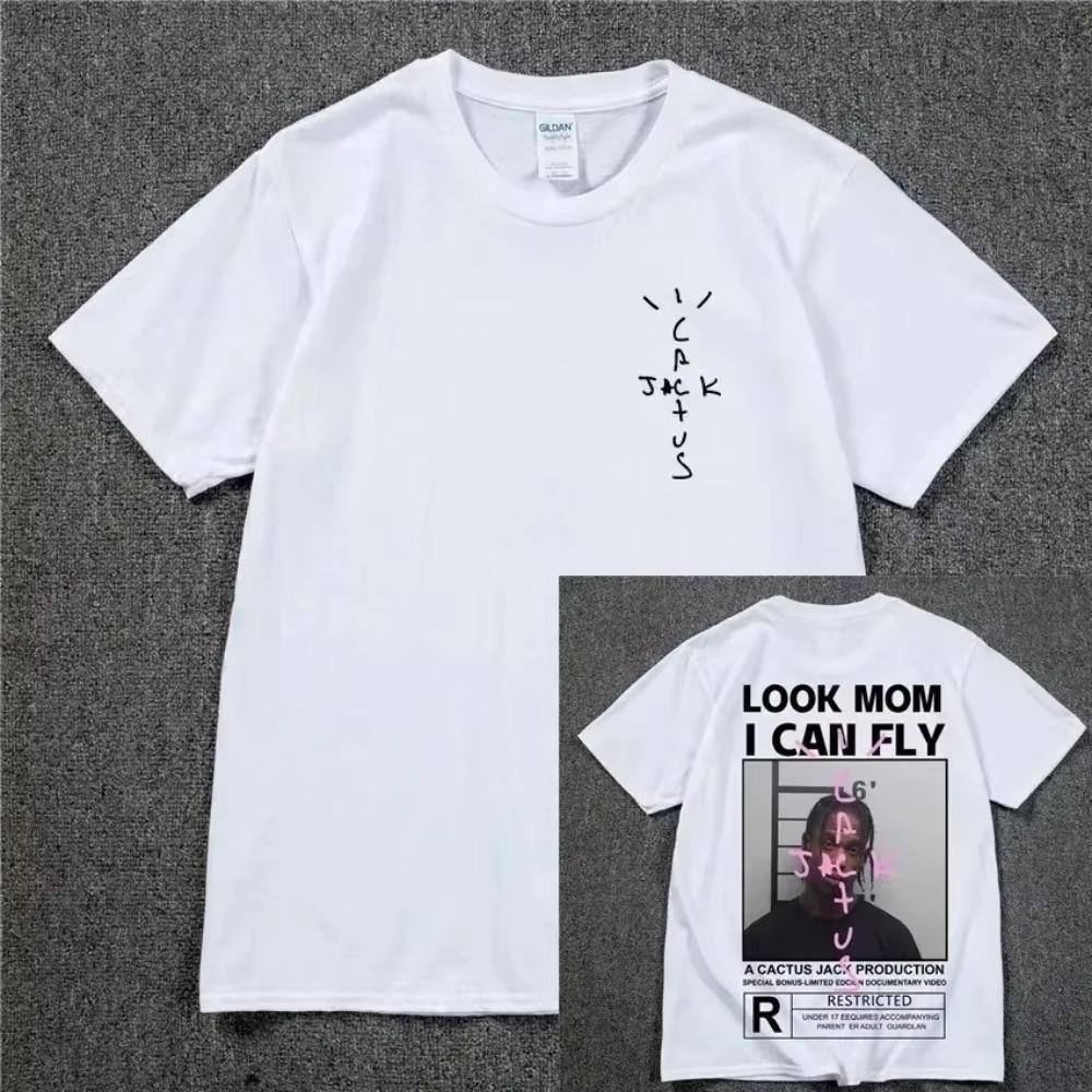 Cactus Jack T-shirt LOOK MOM I CAN FLY Short Sleeve ASTROWORLD Tshirt Summer Oversized Men Tee Women Hip Hop Cotton Top Clothes