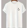 Men Cotton White T-Shirt with Joyful Face Print Minimalist Round Neck Short Sleeve Casual Attire  T Shirts
