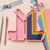 Easy Layering Alignment Guide 7Pcs/Set Paper Crafting Guides, Color Coded Tools with Storage Case, Card Making Tool And Matting Spacers Size Tabs for