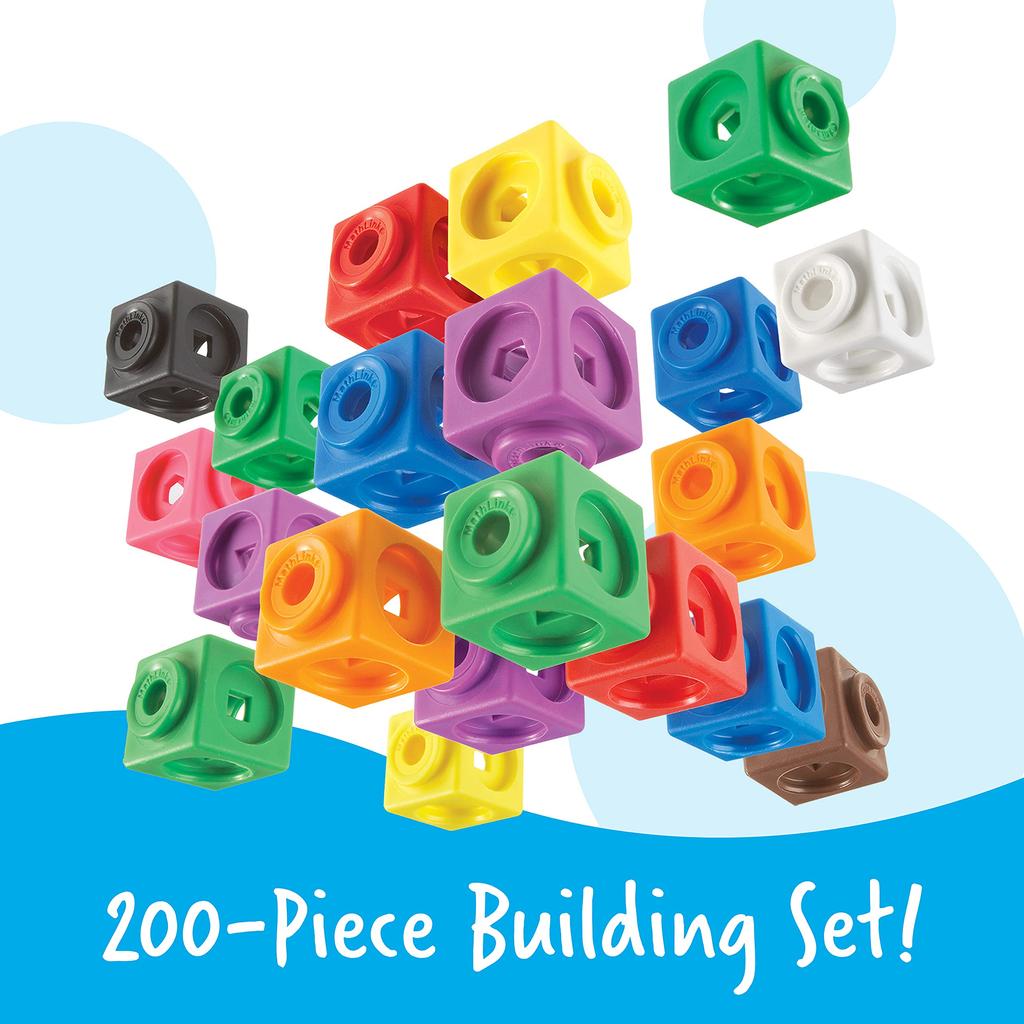 Learning Resources MathLink Series Cubes, Large Capacity, 200-Piece Set, LER9291, Authentic