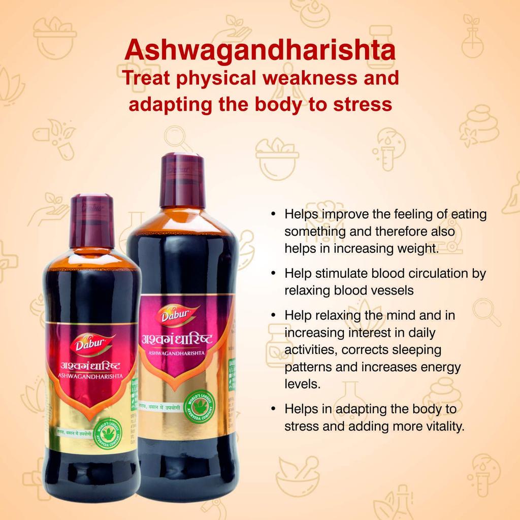 Dabur Ashwagandharishta Ayurvedic Liquid for Stress, Energy, Vitality & Healthy Sleep 450ml