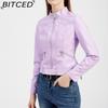 BITCED Lightweight Leather Jacket - Short-Sleeved Spring/Fall Stand-Up Collar Women's Leather Jacket