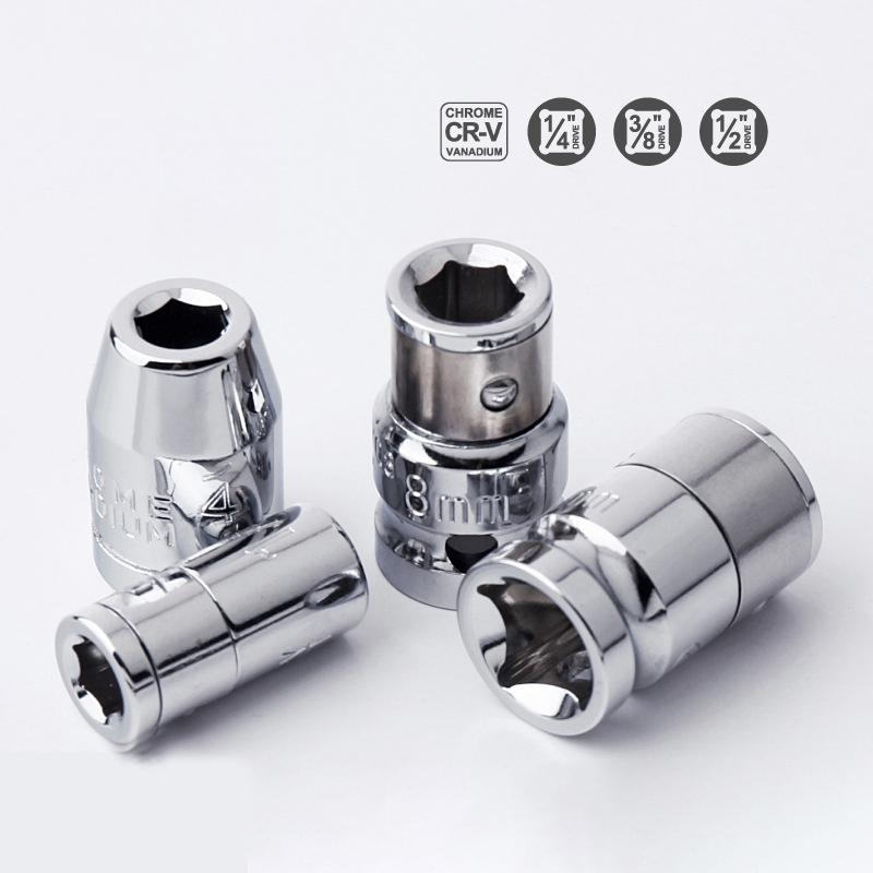 1/2" 1/4" 3/8" Ratchet Drive Socket Adapter 6.3/8/10MM Square Drive Hex Shank Socket Bits Converter Screwdriver Holder Adapter