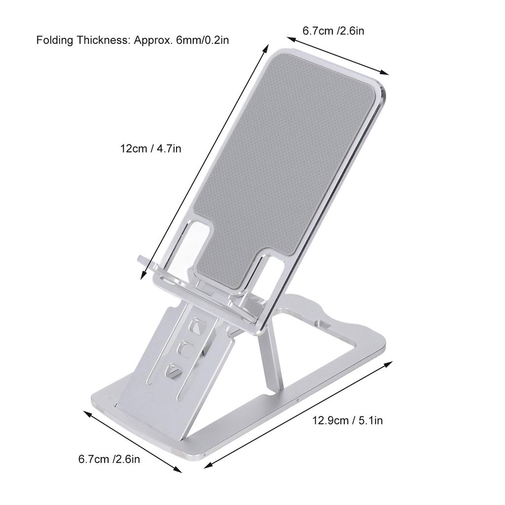 Phone Stand Foldable Portable Ergonomic 7 Angle Adjustments Bottom Silicone Aluminum Alloy Tablet Holder