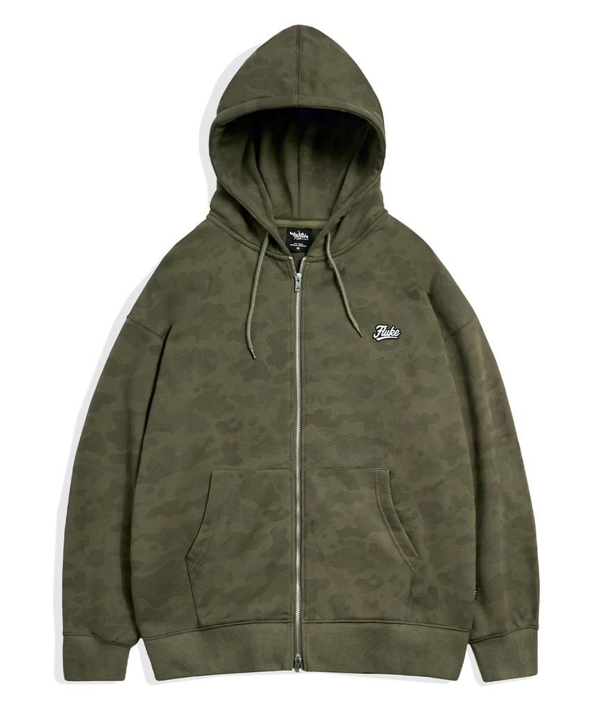 Fluke Urban Core Crew Camo Signature Logo Zip-Up Hoodie Khaki Fzt1033-Z