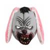 Maschera da Coniglio Horror per Costume a Testa Intera con Viso Grigio Modellato e Denti per Feste di Adulti, Scenografie Teatrali e Foto
