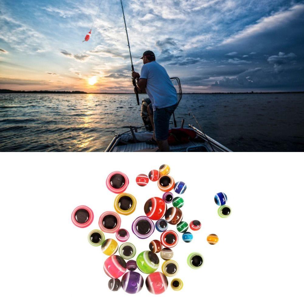 200PCS 5mm 6mm 8mm 10mm Fishing Beads Assorted Set Hard Plastic Fish Eye Beads  Freshwater Fishing