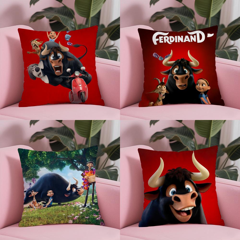 Cute Cartoon FFerdinands Pillow Case Soft Plush Fabric DoubleSided Printed Cushion Cover Warm Winter Sofa Pillow Case