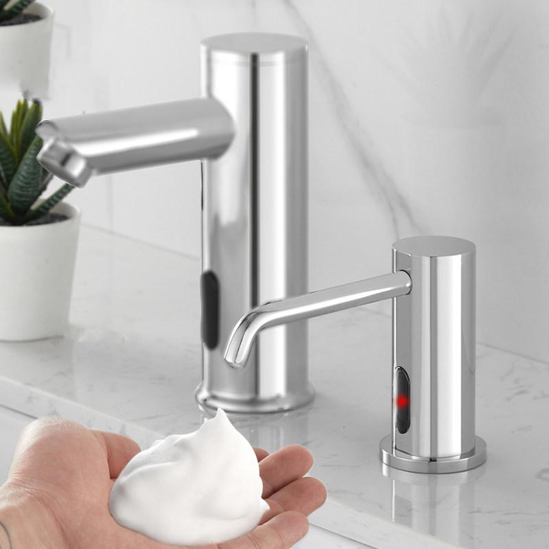 Chrome Plated Deck Mounted Modern Automatic Foaming Soap Dispenser Touchless Infrared Sensor Commercial Pump Hotel Toilet