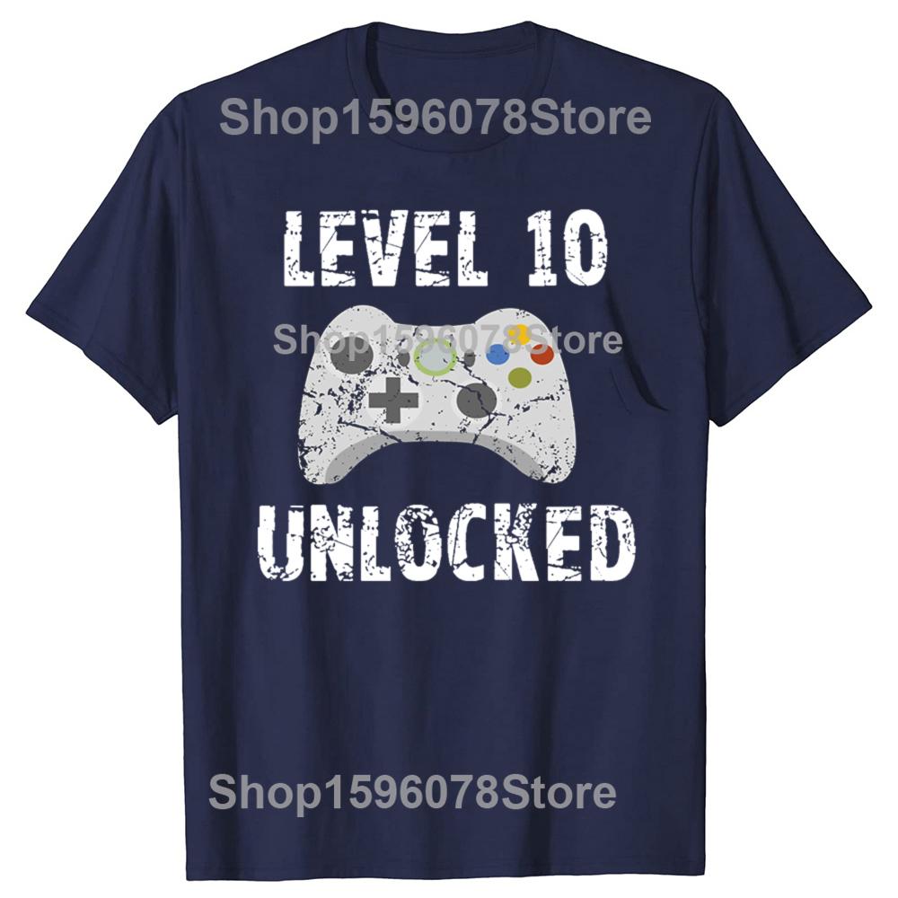 

Funny Level 10 Unlocked Graphic T Shirts Unisex Women 10th Cotton Humor Streetwear Tee Shirt Short Sleeve Unisex Loose Clothing S
