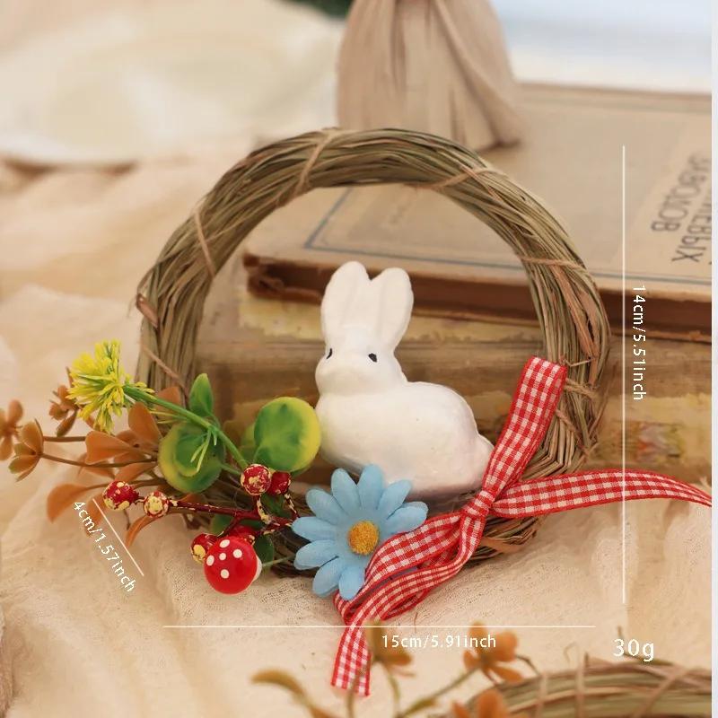 Handmade Easter Egg & Bunny Rabbit Wreath 2026 New Easter Decor Garland Creative Door Sign for Garden Gate Wall Decor