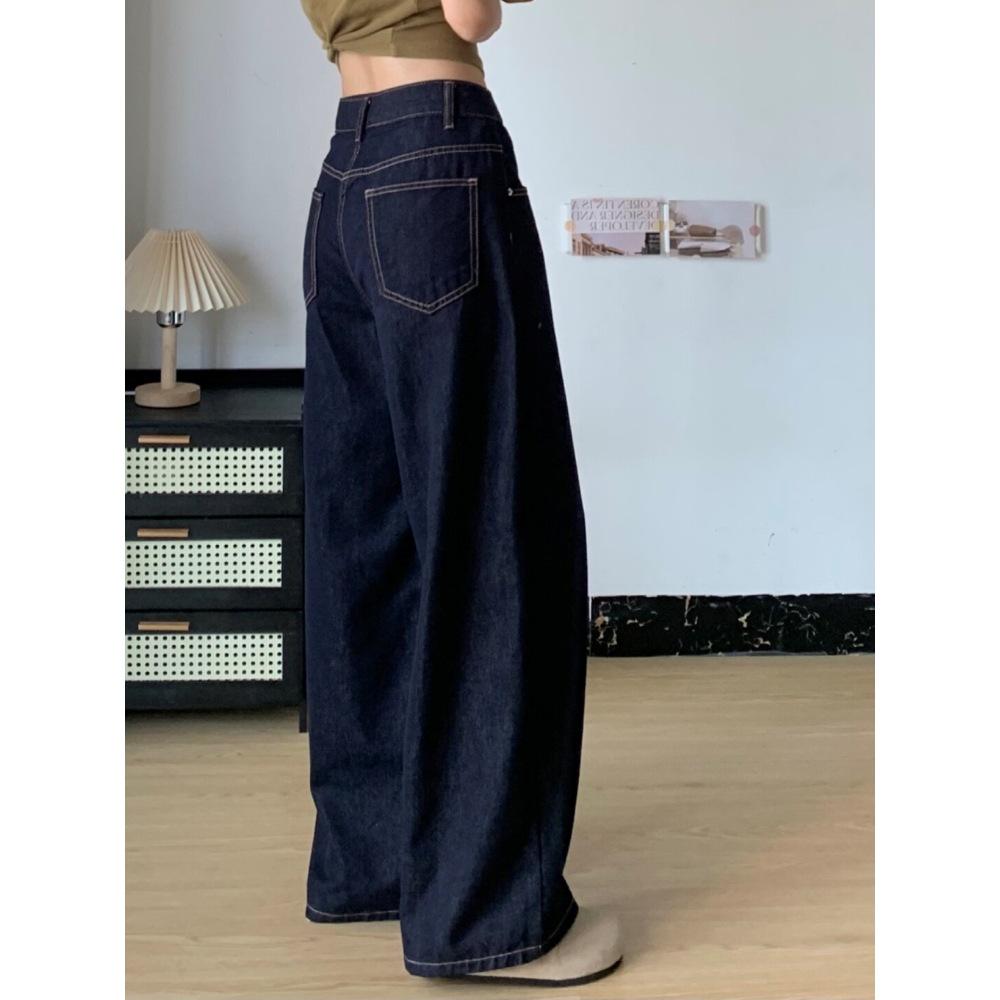 Dámské džíny s vysokým pasem, retro modré, s širokými nohavicemi - Letní kolekce 2025